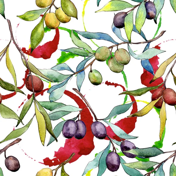 Olive tree pattern in a watercolor style. — Stock Photo, Image