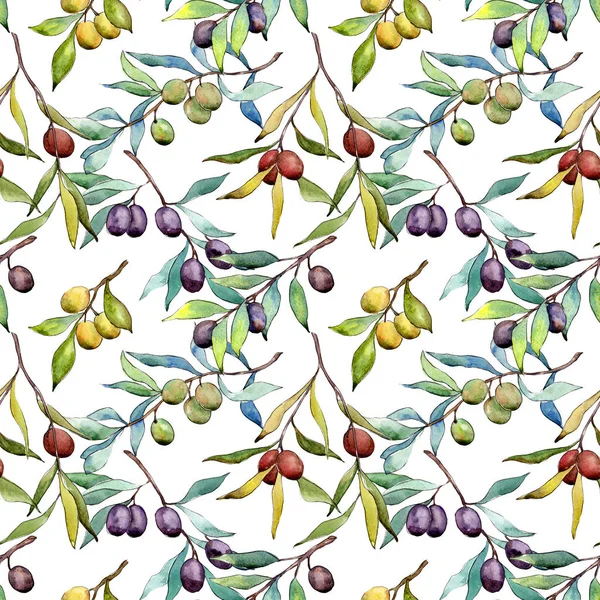 Olive tree pattern in a watercolor style.