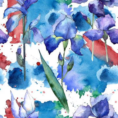 Kır çiçeği Iris çiçek deseni suluboya tarzında.