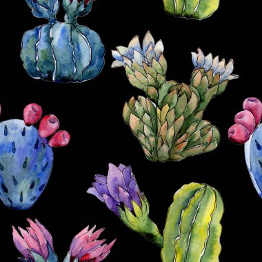 Kır çiçeği kaktüs çiçek deseni suluboya tarzında.