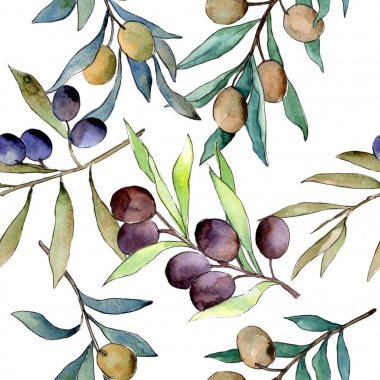 Zeytin ağacı desen suluboya tarzında.