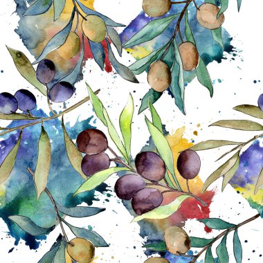 Zeytin ağacı desen suluboya tarzında.