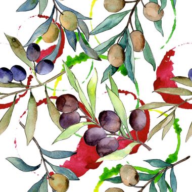 Zeytin ağacı desen suluboya tarzında.