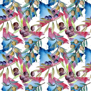 Zeytin ağacı desen suluboya tarzında.