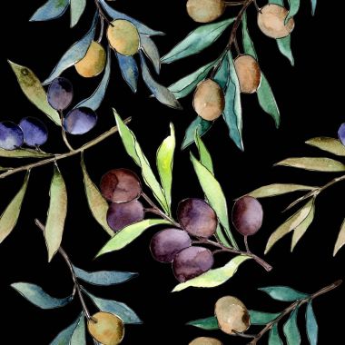 Zeytin ağacı desen suluboya tarzında.