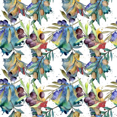 Zeytin ağacı desen suluboya tarzında.