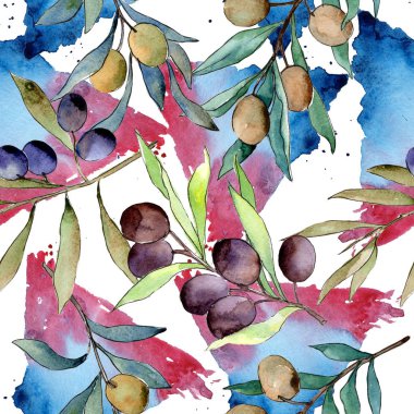 Zeytin ağacı desen suluboya tarzında.