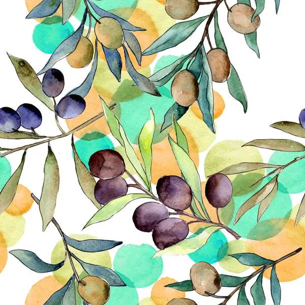 Modello di olivo in stile acquerello . — Foto Stock