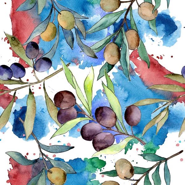 Olive tree pattern in a watercolor style. — Stock Photo, Image