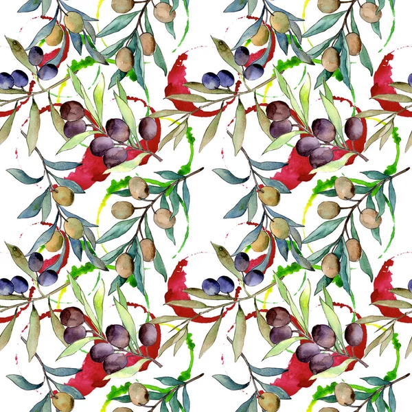 Olive tree pattern in a watercolor style.