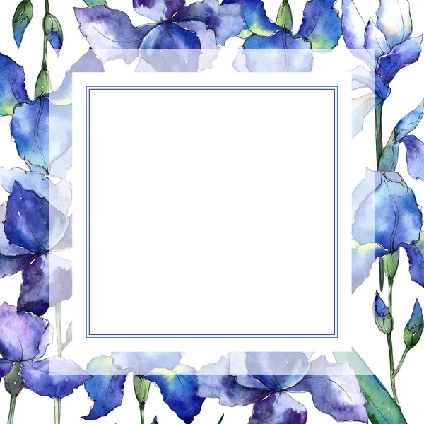 Wildflower iris flower frame in a watercolor style.