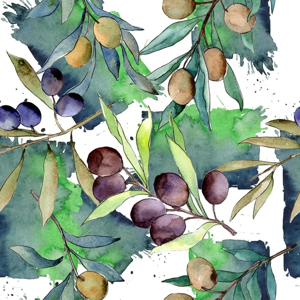 Olive tree pattern in a watercolor style.