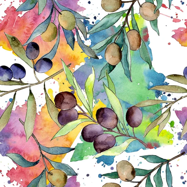 Olive tree pattern in a watercolor style.