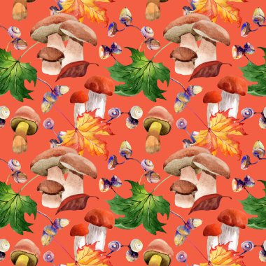 Akçaağaç yaprağı deseni suluboya tarzında.