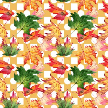 Akçaağaç yaprağı deseni suluboya tarzında.