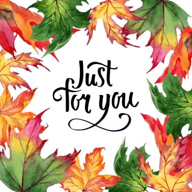 Akçaağaç yaprakları çerçeve suluboya tarzında.