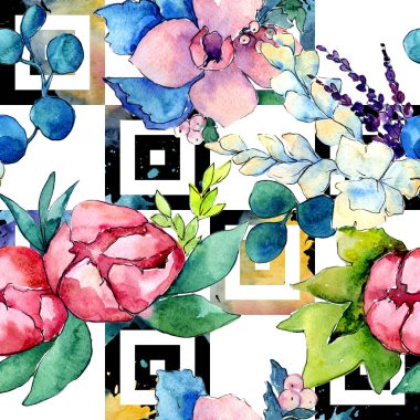 Çiçek kompozisyon izole bir suluboya tarzında.