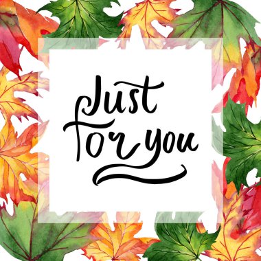 Akçaağaç yaprakları çerçeve suluboya tarzında.