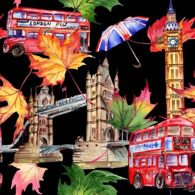 Akçaağaç yaprağı deseni suluboya tarzında.