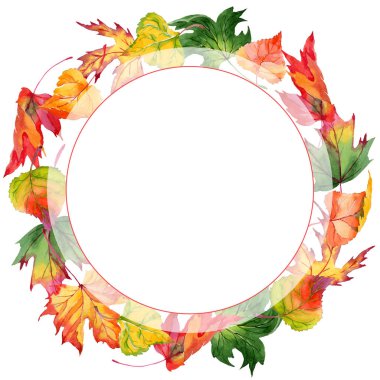 Akçaağaç yaprakları çelenk suluboya tarzında.