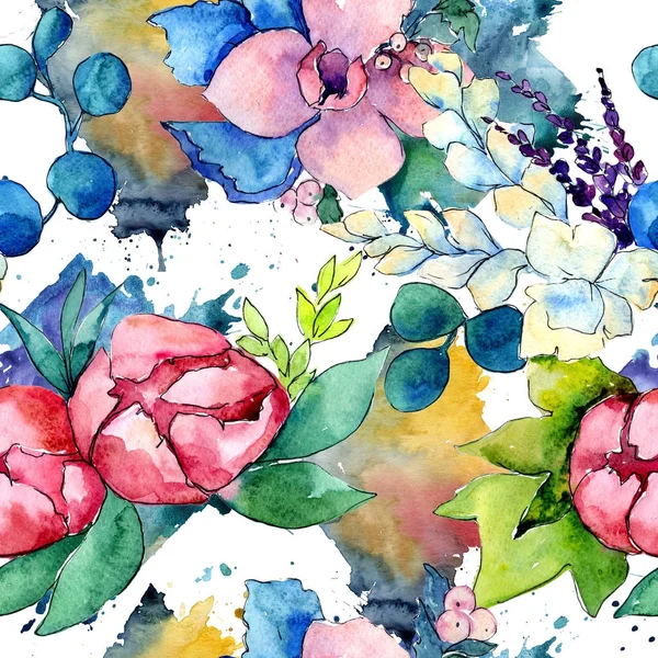 Composition des fleurs dans un style aquarelle isolé . — Photo