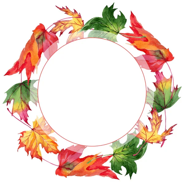 Maple leaves wreath in a watercolor style. — Stock Photo, Image