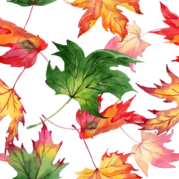 Maple leaves pattern in a watercolor style. — Stock Photo, Image