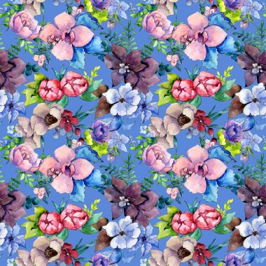 Çiçek kompozisyon deseni suluboya tarzında.