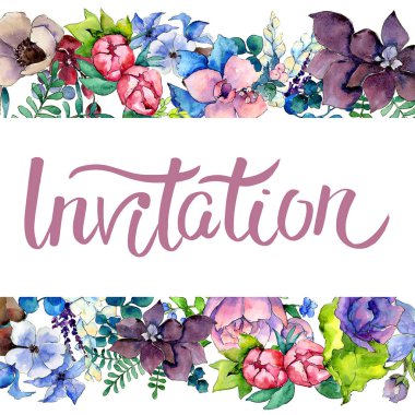 Çiçek kompozisyon çerçeve suluboya tarzında.