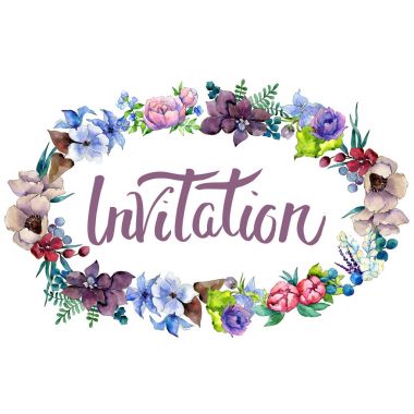 Çiçek kompozisyon çelenk suluboya tarzında.