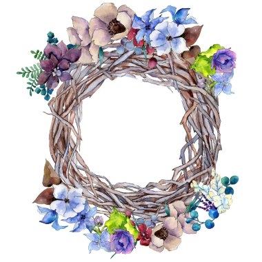 Çiçek kompozisyon çelenk suluboya tarzında.