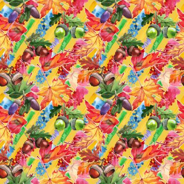 Akçaağaç yaprağı deseni suluboya tarzında.