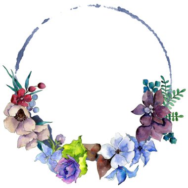 Çiçek kompozisyon çelenk suluboya tarzında.