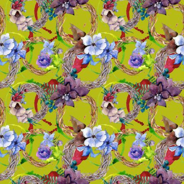 Çiçek kompozisyon deseni suluboya tarzında.