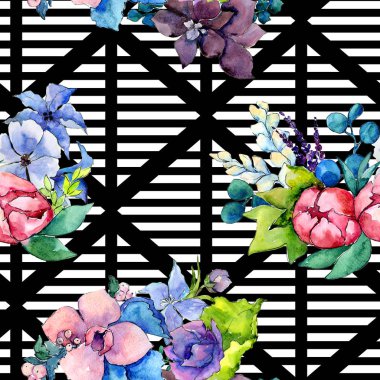 Çiçek kompozisyon deseni suluboya tarzında.