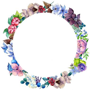 Çiçek kompozisyon çelenk suluboya tarzında.