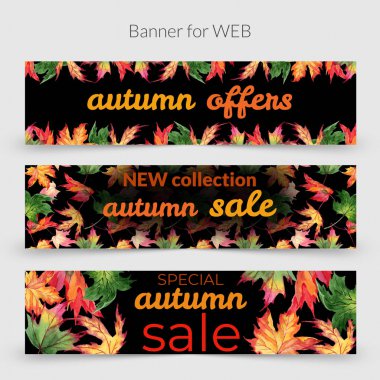 Akçaağaç yaprakları çerçeve suluboya tarzında.