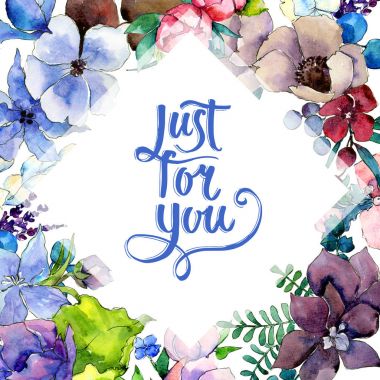 Çiçek kompozisyon çerçeve suluboya tarzında.