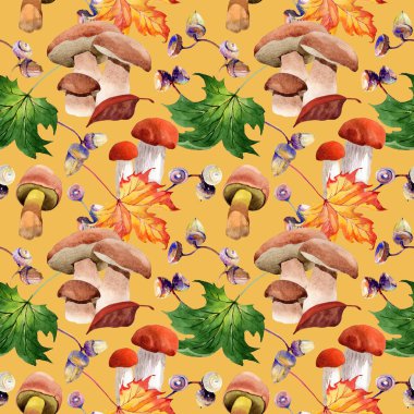 Akçaağaç yaprağı deseni suluboya tarzında.