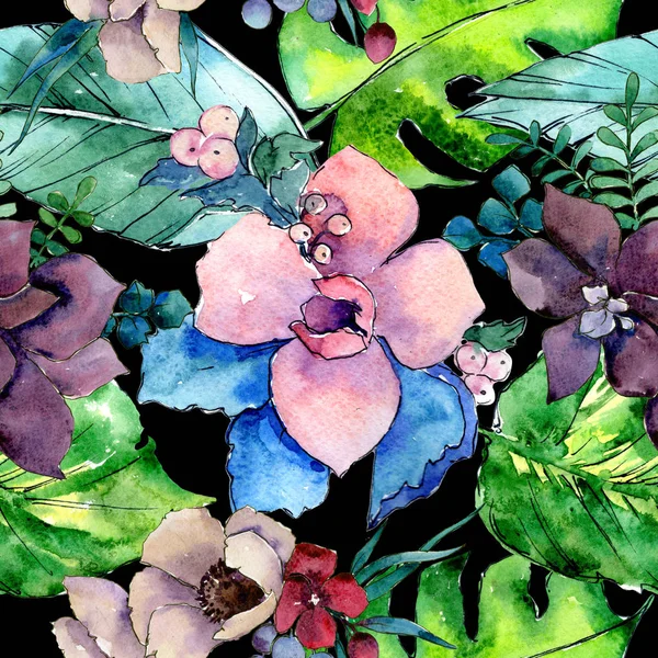 Modello di composizione floreale in stile acquerello . — Foto Stock
