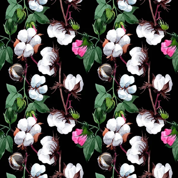 Bawełna z kwiatki w stylu przypominającym akwarele. — Zdjęcie stockowe