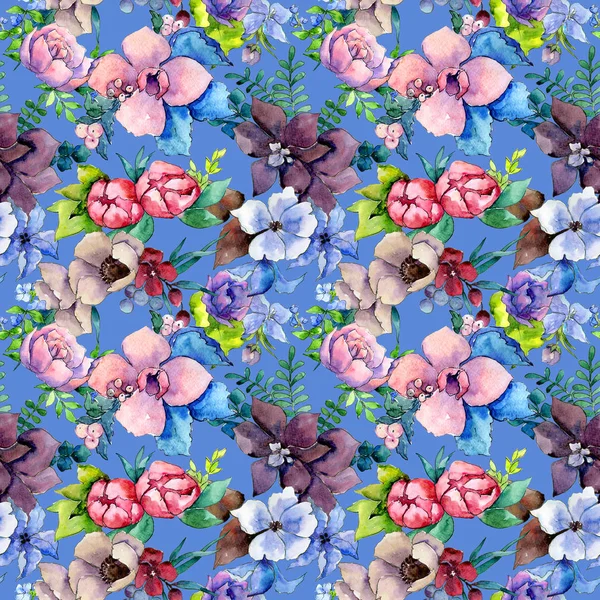 Flower composition pattern in a watercolor style. — Stock Photo, Image