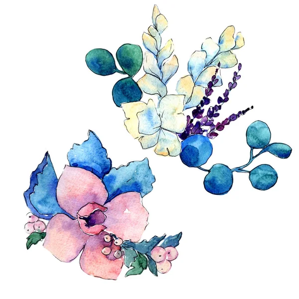 Blomma sammansättning i akvarell stil isolerade. — Stockfoto