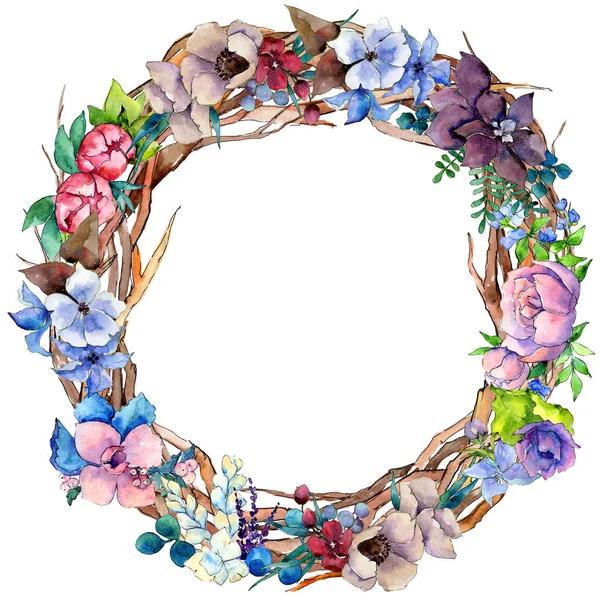 Flower composition wreath  in a watercolor style. — Stock Photo, Image