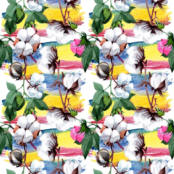 Cotton with flower pattern in a watercolor style. — Stock Photo, Image