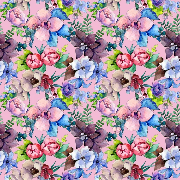 Çiçek kompozisyon deseni suluboya tarzında.