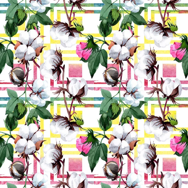 Algodón con patrón de flores en un estilo acuarela . —  Fotos de Stock