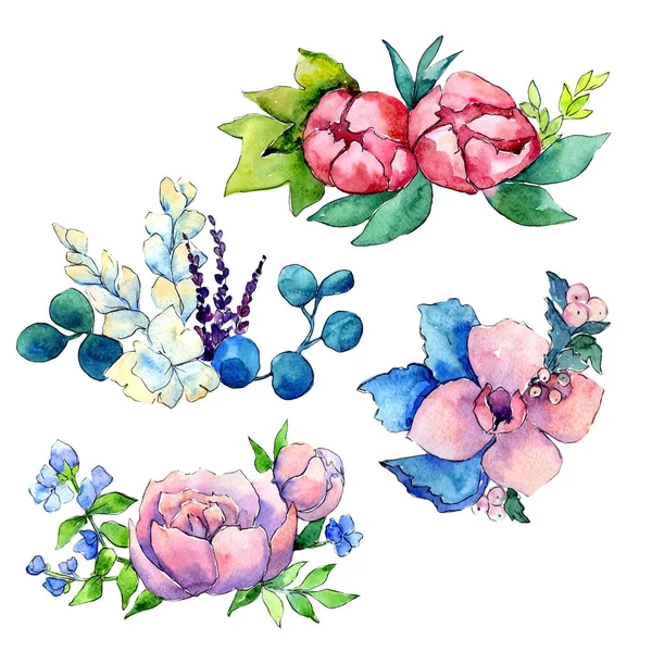 Σύνθεση λουλουδιών σε στυλ υδροχρώματος απομονωμένες. — Φωτογραφία Αρχείου