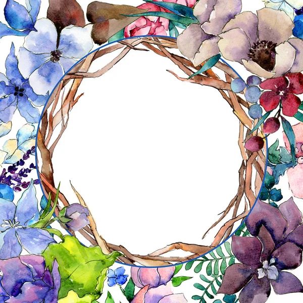 Blume Komposition Rahmen in einem Aquarell-Stil. — Stockfoto