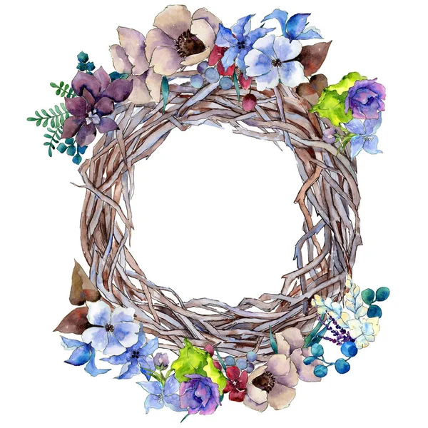 Çiçek kompozisyon çelenk suluboya tarzında.